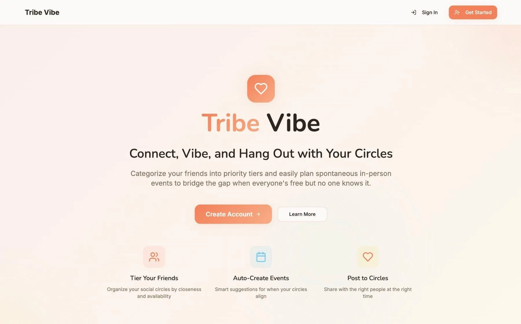 Tribe Vibe homepage